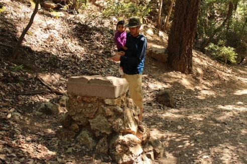 Admiring the Stevenson Memorial