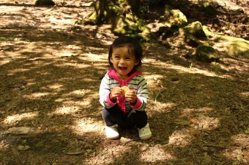 Enjoying a post-hike cracker.