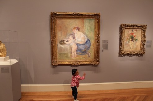 Shrieked when she saw the "bay-beee" and "Mama"! Mother and Child, by Pierre-Auguste Renoir, 1895.